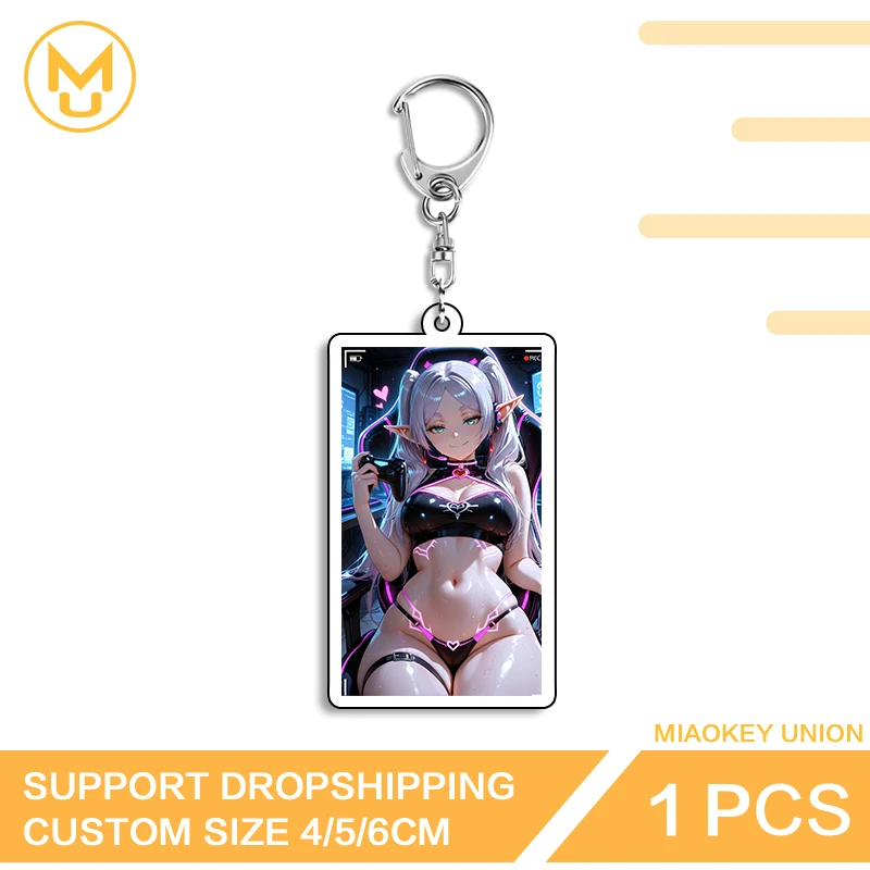 Sexy Frieren Customizable Premium Artistic Glaring Double Sided Acrylic Keyring Amusing Lightweight Key Ring Gift For Friends