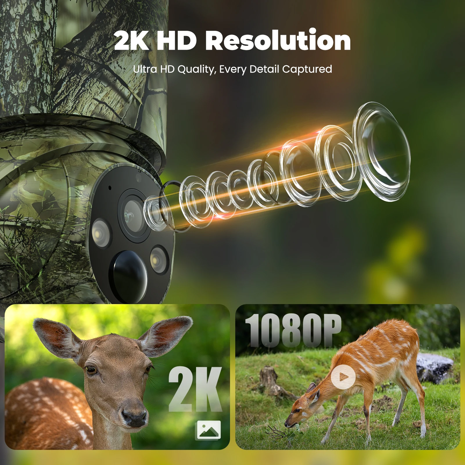 4G LTE Wildlife Camera with App, 2.7K Solar Hunting Trail Camera with SIM Card, photo trap cam, PIR Motion Sensor, Night Vision