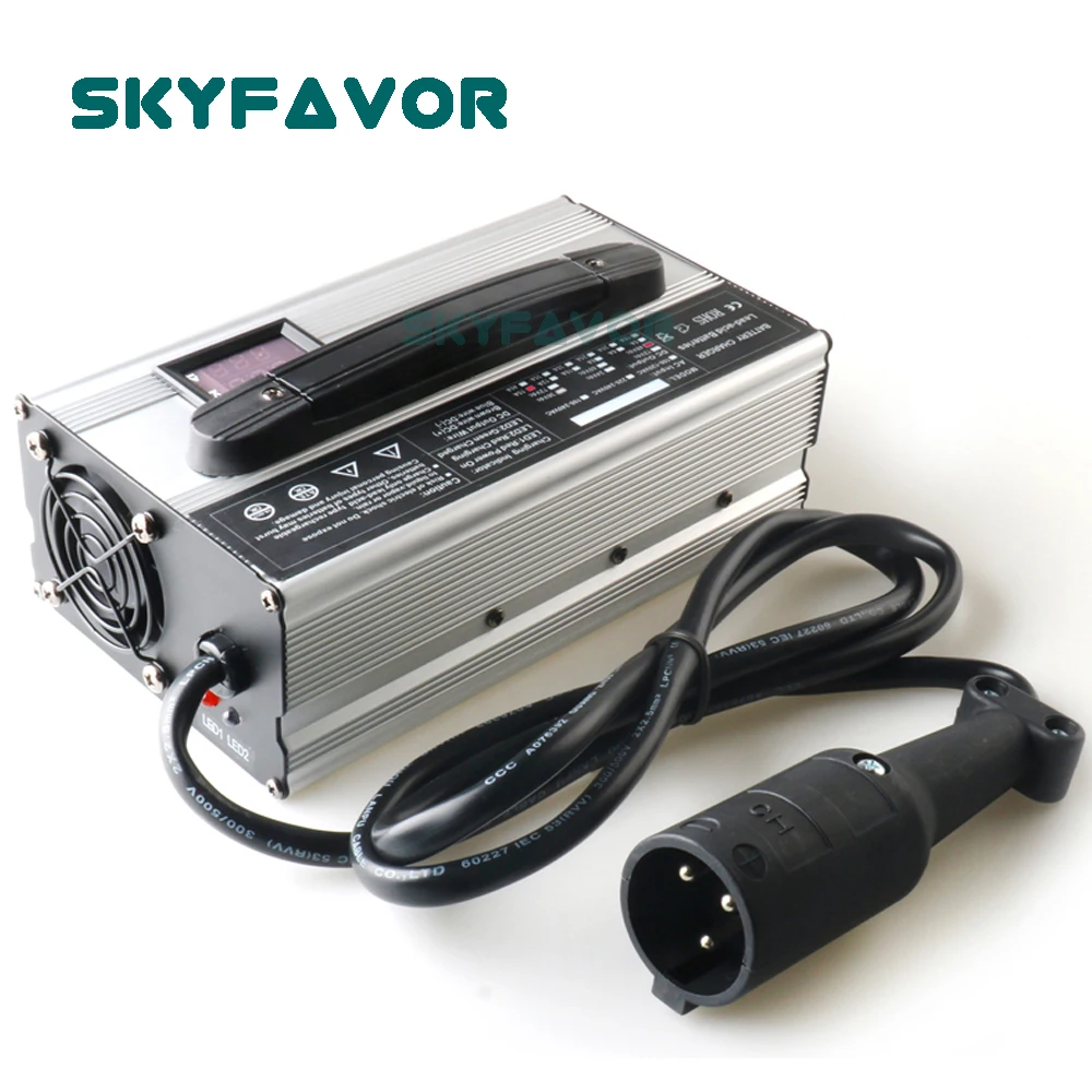 Chargeur de batterie au lithium automatique intelligent personnalisé, affichage LED, films au lithium, chargeurs d'ion, 48V, 15A, 12S, 50.4V, 13S, 54.6V