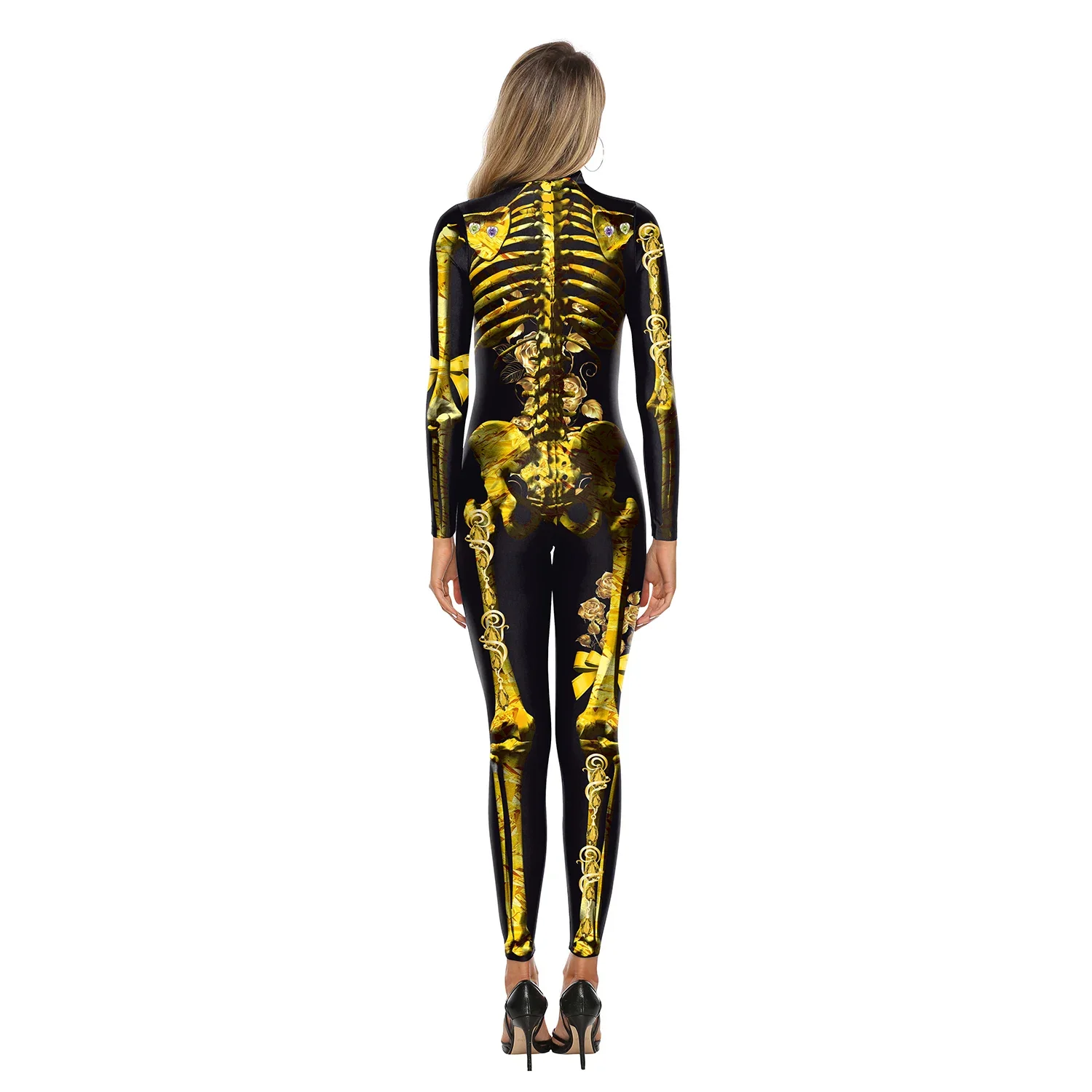 Halloween Women Adult Cosplay Jumpsuit Skeleton Bodysuit Female Zombies Halloween Party Outfit Sexy Zentai Performance Costumes