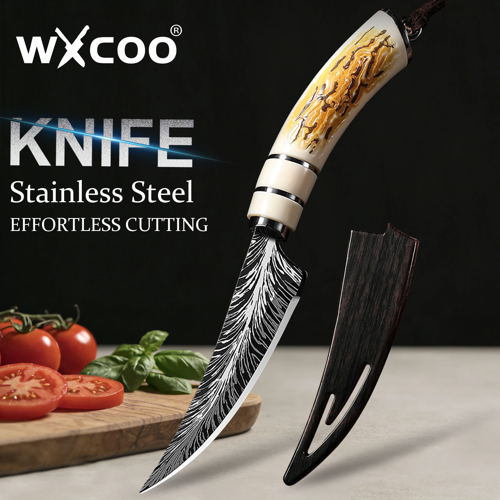 WXCOO Professionelle Küchenmesser aus Edelstahl, multifunktionale Messer, Küchen-Steakmesser, Schneidemesser, Ausbeinmesser, Obstmesser