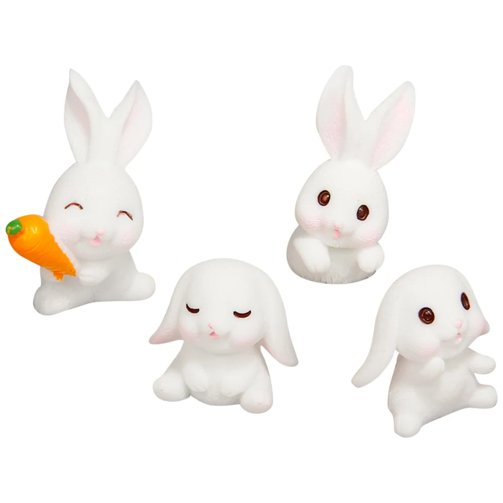 

4pcs Rabbit Home Decoration Resin Adornment Delicate Figure Desktop Novelty Elegant High End Modern Artistic Long