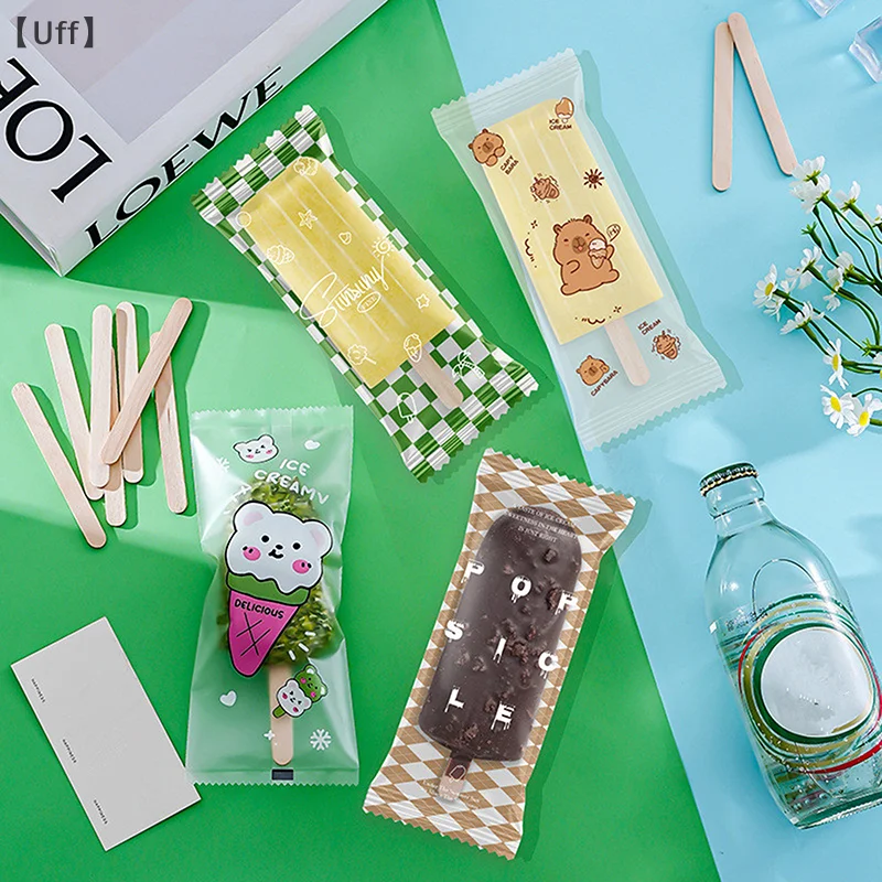 

100pcs Food Grade Ice Pop Bags Disposable Plastic Popsicle Bags Freeze Treat Storage Ice Cream Mold Bag