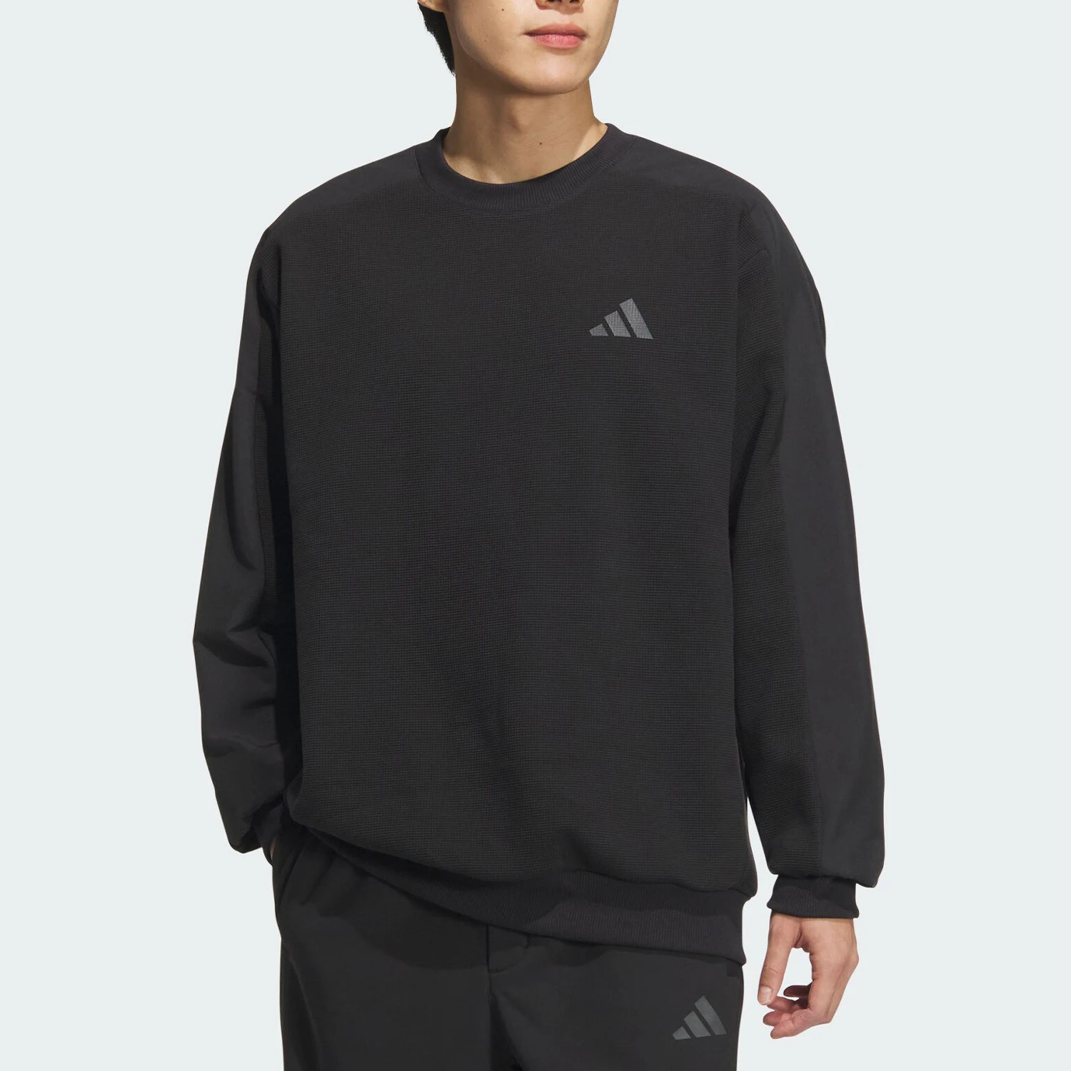 

Adidas genuine New Men's Round-Neck Fleece-Lined Loose Warm Sweatshirt JX1792