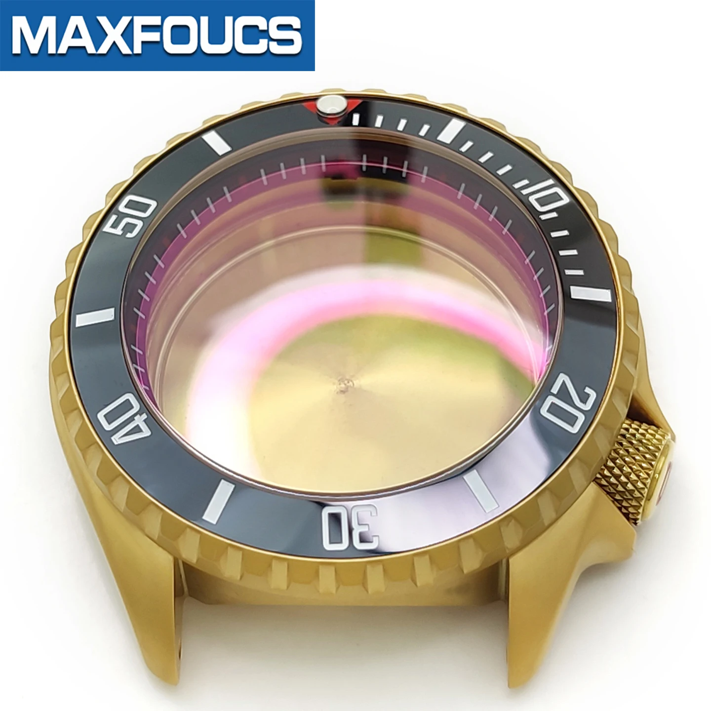 Mattes 3.8 SKX Gold-Uhrengehäuse mit Krone bei 4 Uhr, Edelstahl-Finish, MOD NH36 Lünetteneinsatz, Saphirglas, kundenspezifische Teile – Detail 16