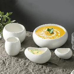 달걀 껍질 모델링 찐 계란 그릇 디저트 디저트 그릇 타조 달걀 모양의 세라믹 그릇 요구르트 특별 레스토랑 식기