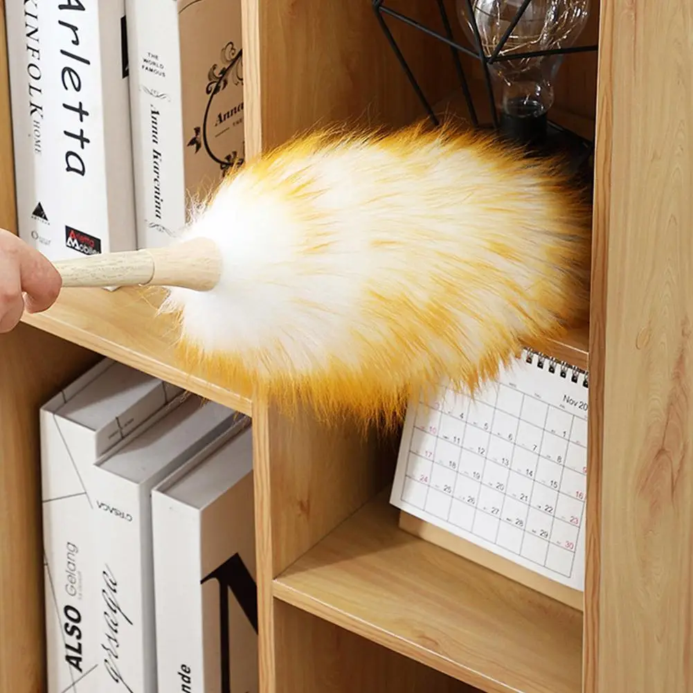 High Quality Wool Duster Anti-static Lambswool Feather Brush Duster Household Dust Mites Soft Furniture Lambswool Brush Dusting