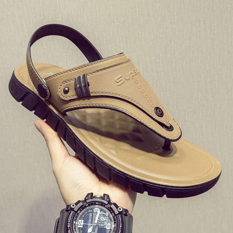 

2026 Summer New Men's Fashionable Soft Bottom Thong Slippers Anti-Slip Wear-Resistant Beach Sandals Dual-Purpose Indoor-Outdo...