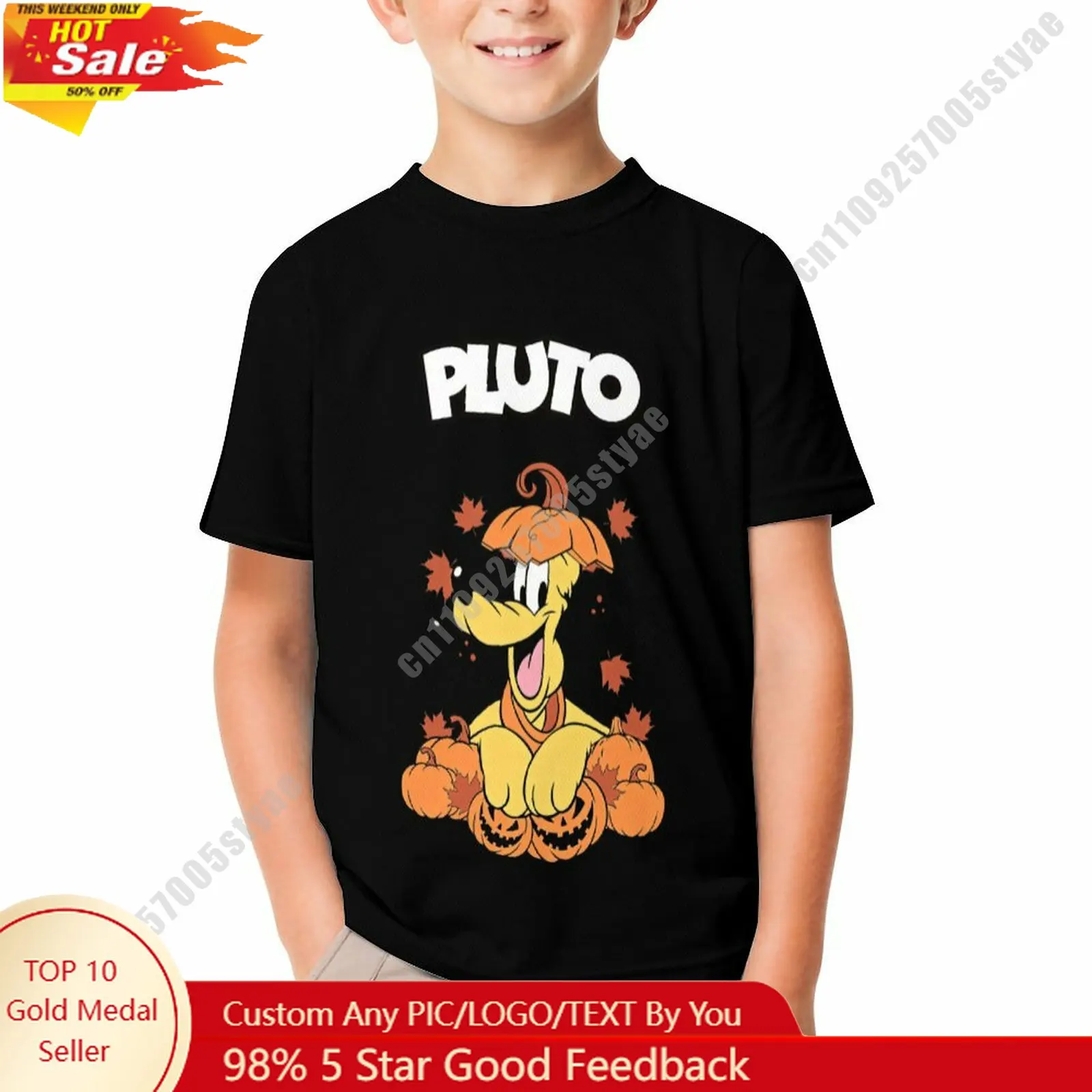 

Pluto T Shirt Disney Boy Girl Custom Short Sleeve Top Breathable Soft Casual Cotton Print Summer Crew Neck Children Tee