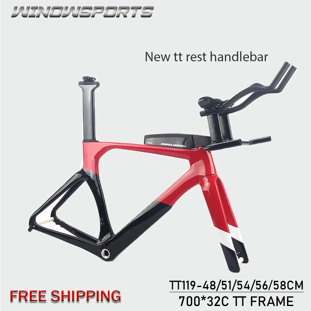 Carbon TT Bike Frameset T1000 Carbon Fiber Time Trial Racing Bike Frame Disc Brake Full Carbon TT Road Bicycle Frame Triathlon