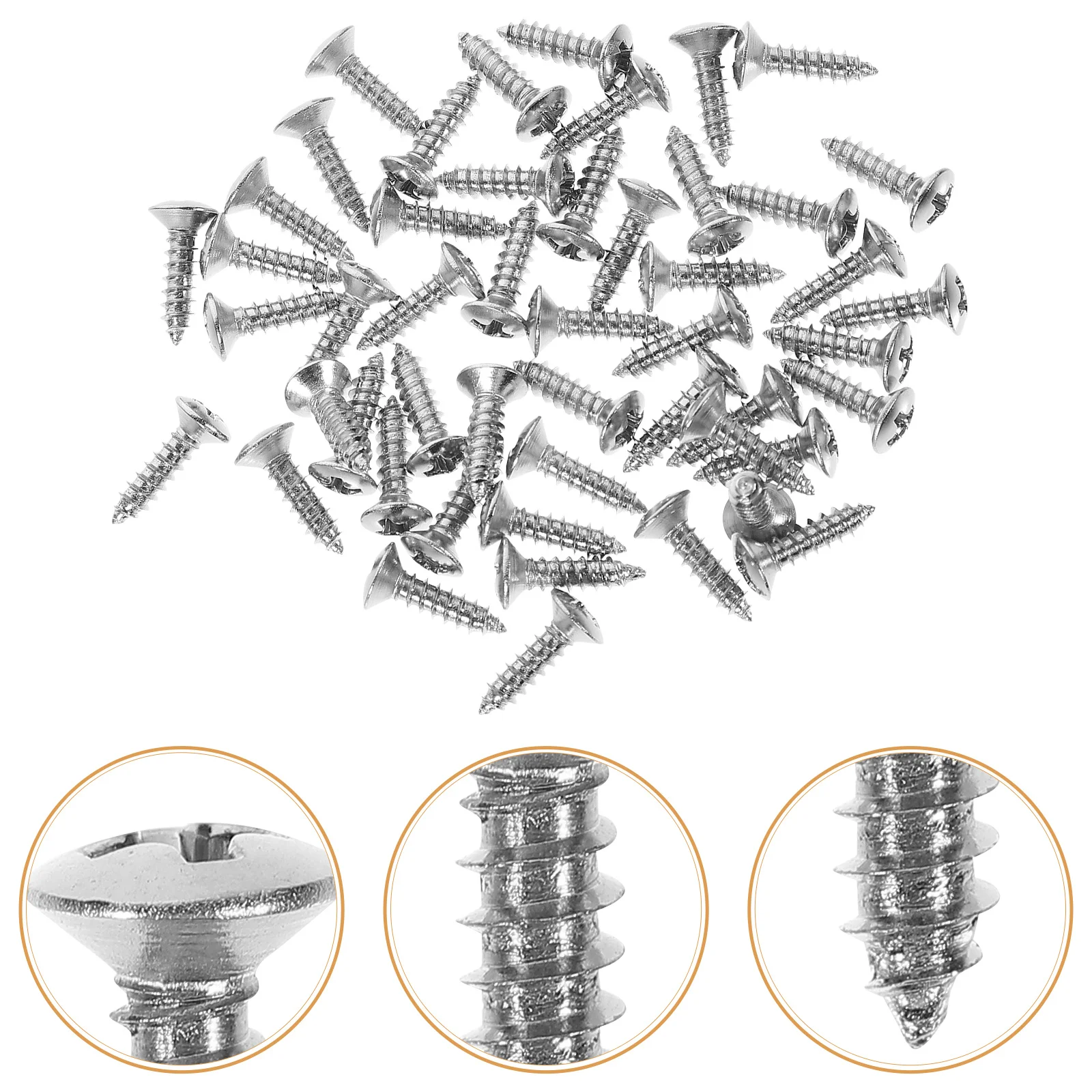 

50Pcs Guitar Screws Pickguard Mounting Screws 3x12mm Iron Fixator Electric Bass Parts Replacement Bass Mounting Screw