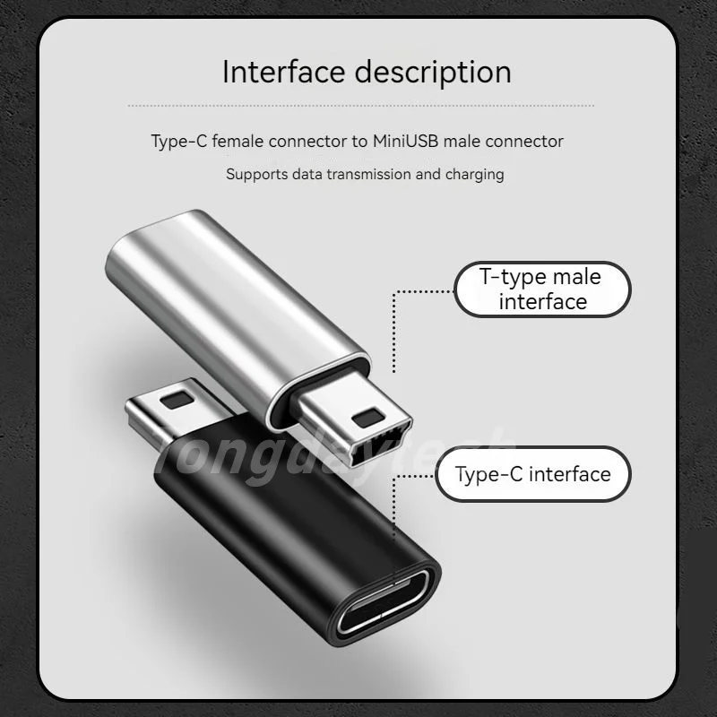 Universal OTG Metal Mini 5 Pin USB Adapter Type C Female to Mini B Male Data Transfer Connector for GoPro MP3 Digital Camera GPS