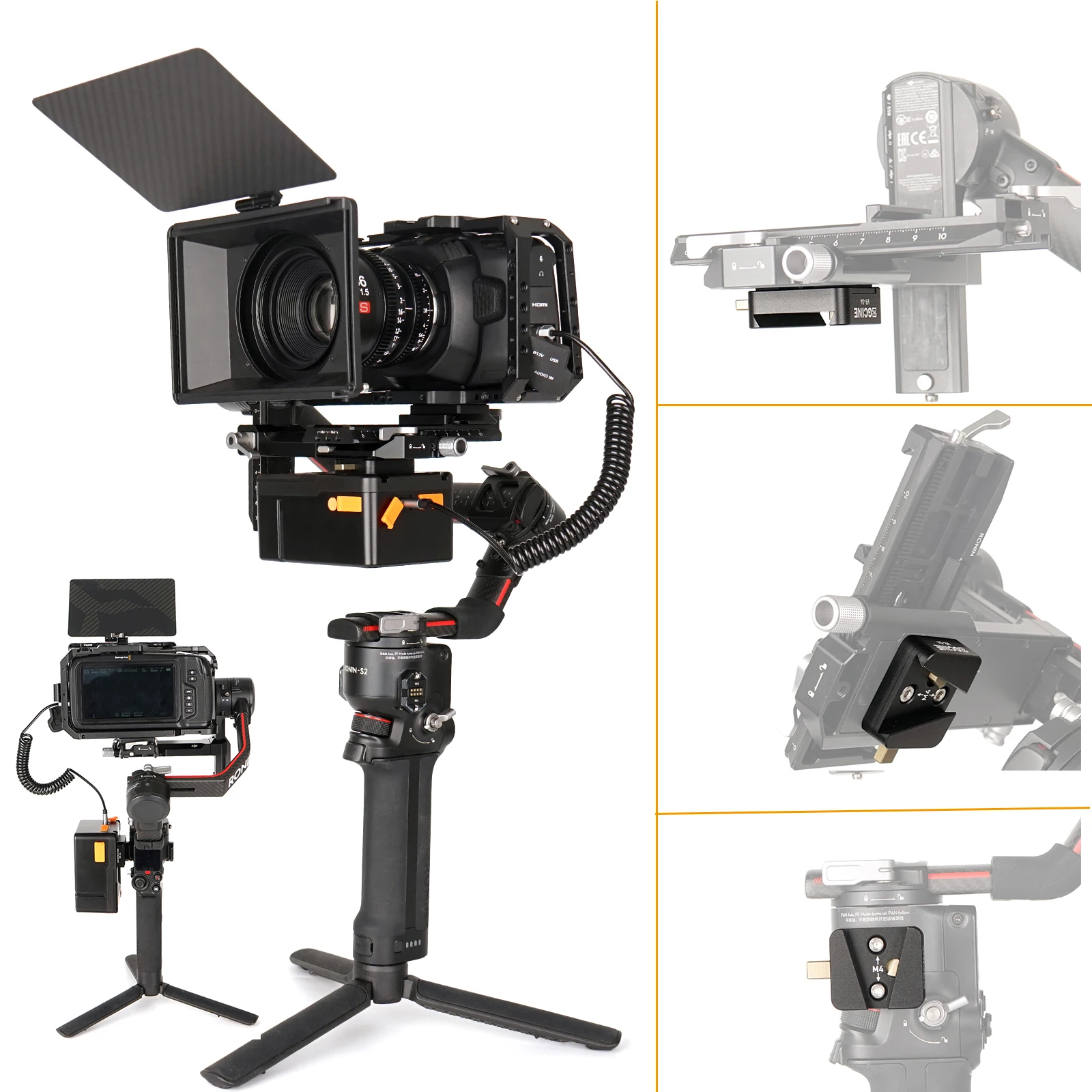 

V Mount Clamp V-Mount/V-Lock Battery Holder Clip Adapter for DJI RS 3 RS2 RSC2 Gimbal Stabilizer