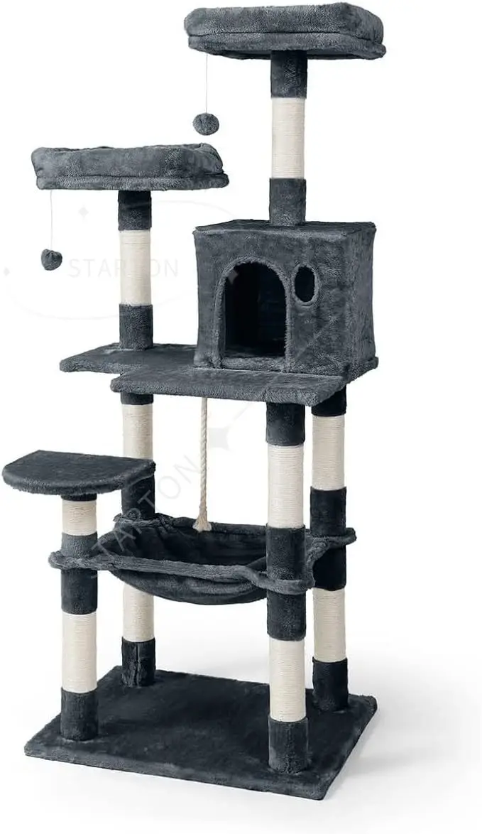 

Cactus Cat Tree for Indoor Cats, Cute 58-Inch Cat Climbing Play Tower with Top Perch