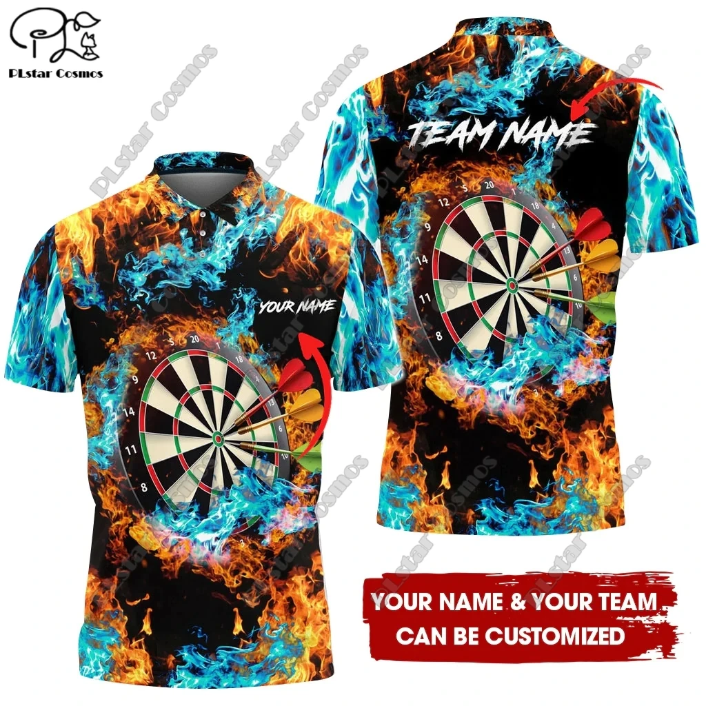 New personalized 3D printed dart throwing colorful flame pattern POLO shirt T-shirt unisex casual team throwing sports series F4