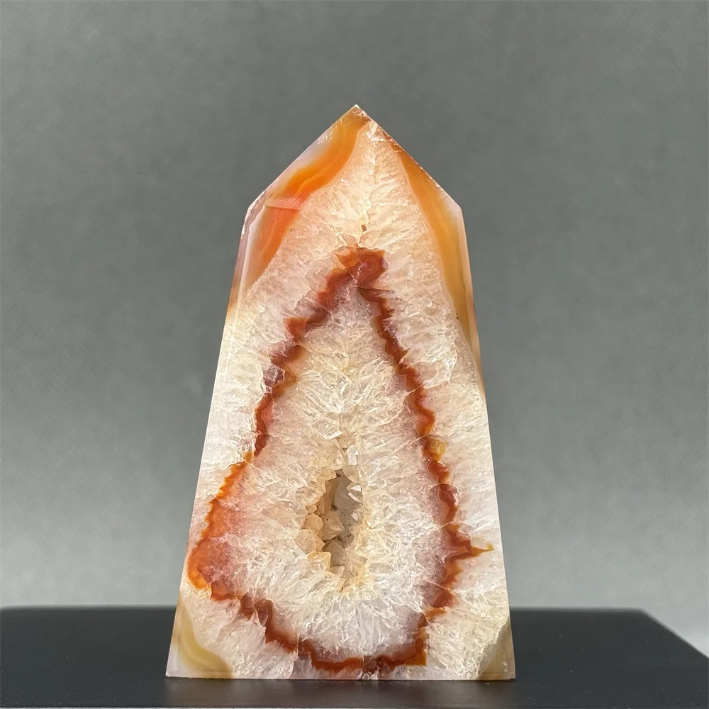 Natural Gemstone Red Onyx Geode Obelisk Home Decor Gift Spiritual Meditation Chakra Reiki Healing Energy Wand