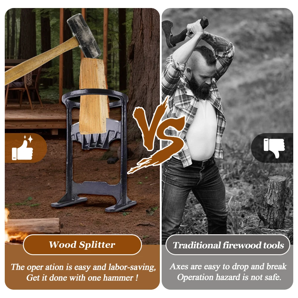 

Ручной дровокол для колки дров, прочный клин для раскалывания древесины, садовый инструмент для улицы