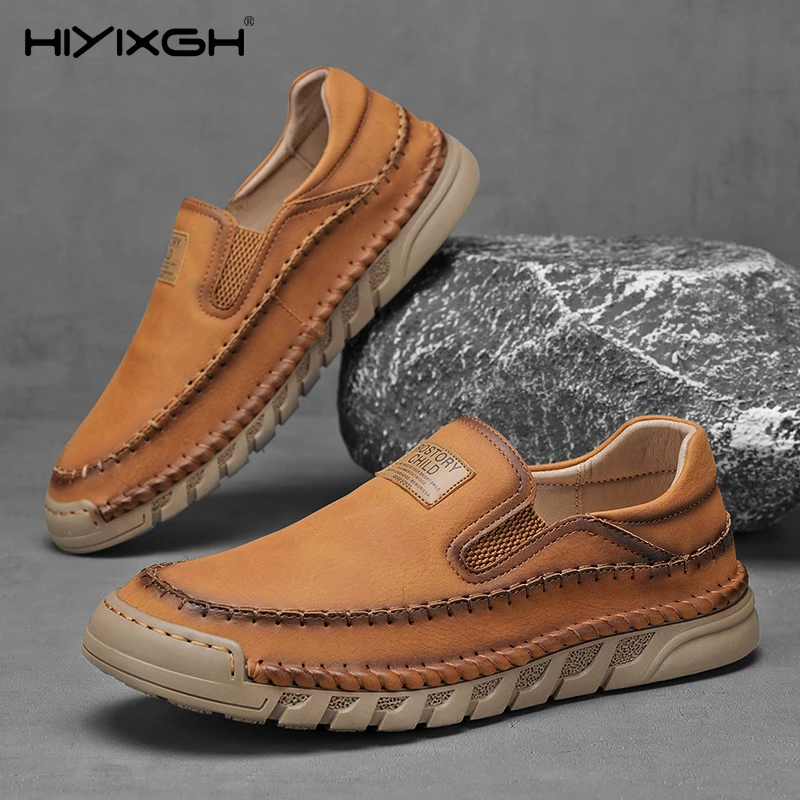 

Новая брендовая мужская обувь, кожаные повседневные универсальные лоферы, мужские мокасины, удобные топсайдеры для вождения, универсальные мужские офисные туфли на плоской подошве