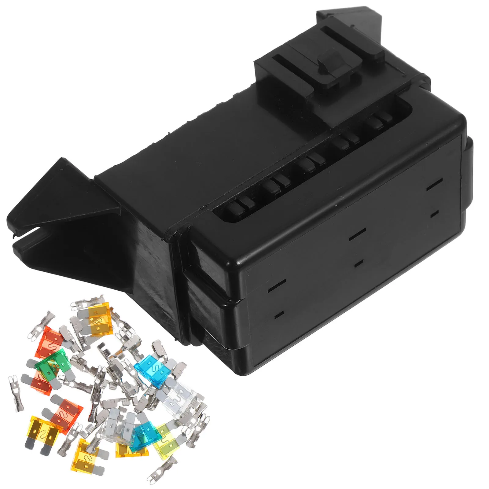 

1pc Double Row Fuse Holder Refitting Base Flame Retardant Dust Resistant For Trucks Rvs Boats Cars Car Fuse Accessories Block