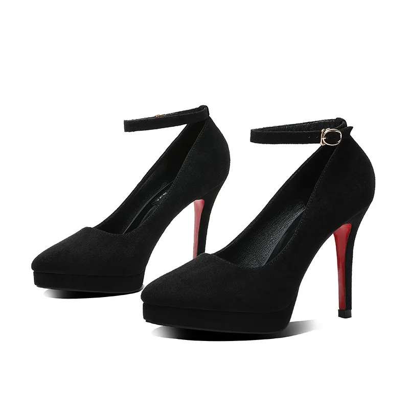 2024 Women 10cm High Heels pumps 2cm Platform Fetish Nightclub Pumps Lady Leather Stiletto Heels Prom Red Bottom Black Shoes