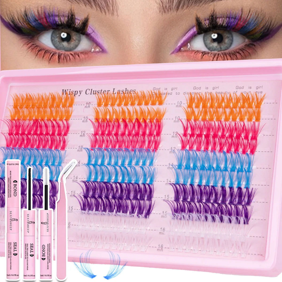 Wimpern-Cluster-Set, Wispy-Wimpernverlängerungen, Natürliches DIY-Wimpernverlängerungs-Set, 10-16mm C-Curl Einzelwimpern mit Kleber und Versiegelung – Detail 12