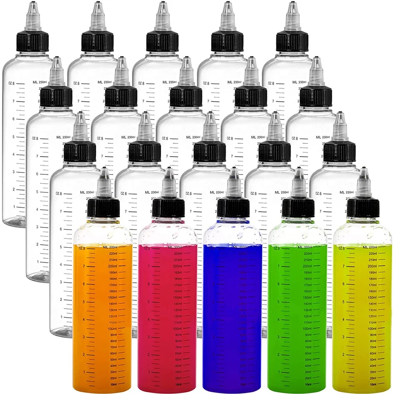 

10Pcs 30ml/60ml/100ml/120ml/250ml/500ml Plastic PET Drop Bottles Oil Liquid Twist Top Cap Hair Dye Tattoo Pigment Ink Containers