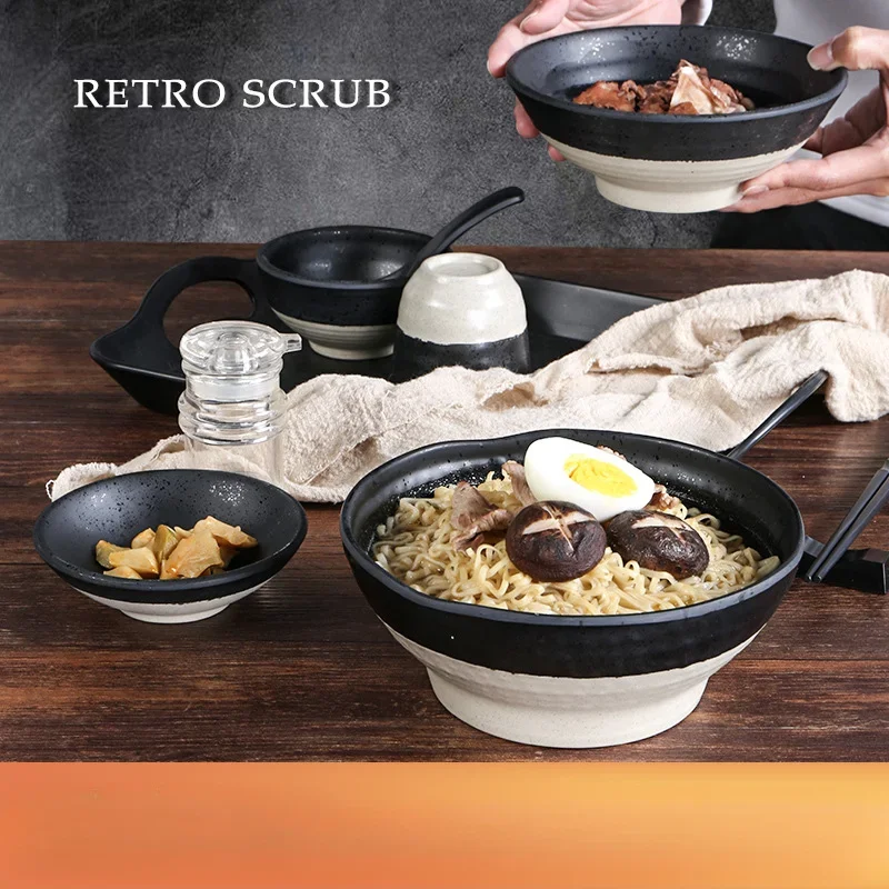 Melamine Retro Restaurant Plastic Noodle Imitation Porcelain Rice Ramen Bowl