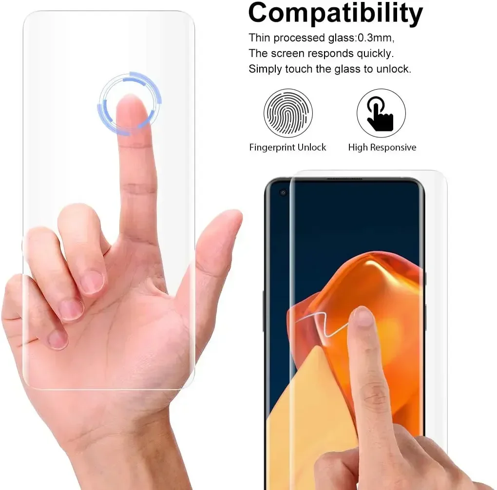 1-3PCS UV Tempered Glass for OnePlus 13 12 11 10 9 8 7 7T Pro Screen Protector for OnePlus12 Full Surface Coverage Film