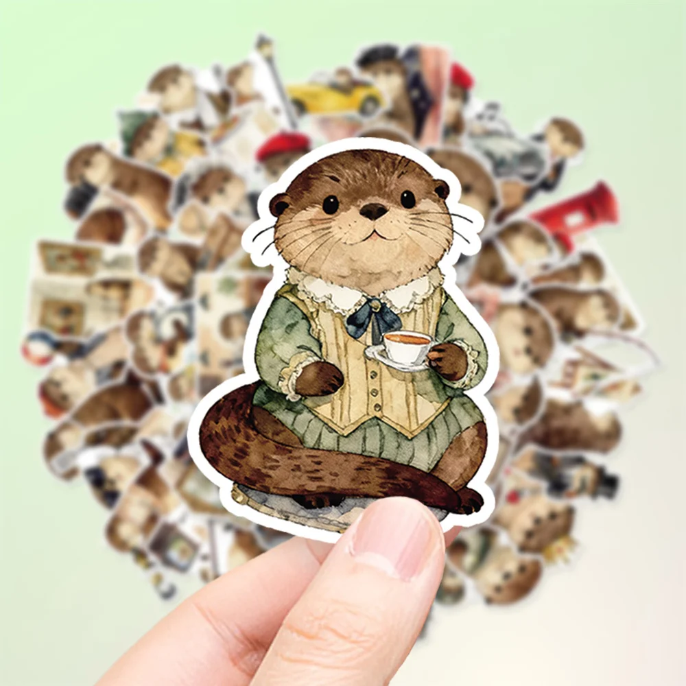 50PCS Cartoon Otter Stickers, Cute Animals, Creative Waterproof Decoration, Phone Computer Stationery Stickers
