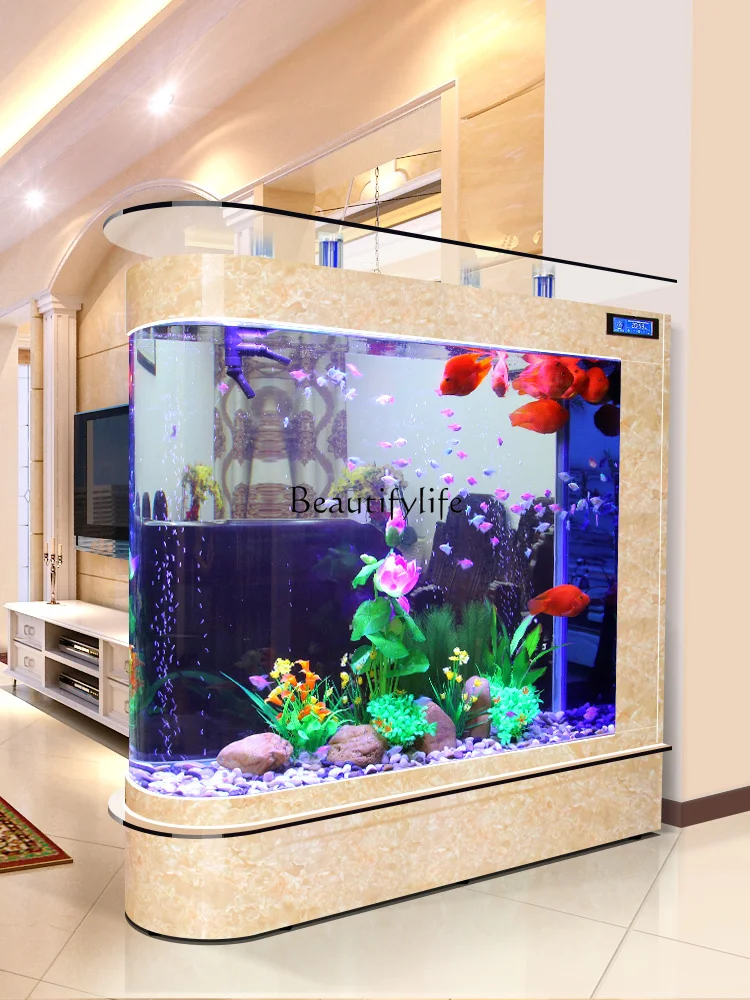 

European-Style Fish Globe Aquarium Medium Glass Ecological Living Room Large Floor