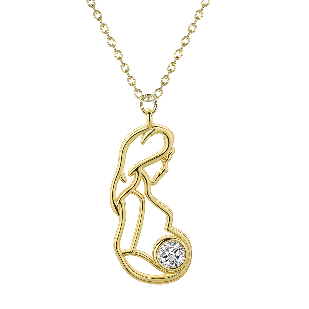 QIAMNI Baby Mom Pregnant Angel Pendant Necklace for Women Men Dad Family Father Child Kid Jewelry Chain Choker Mother Day Gift