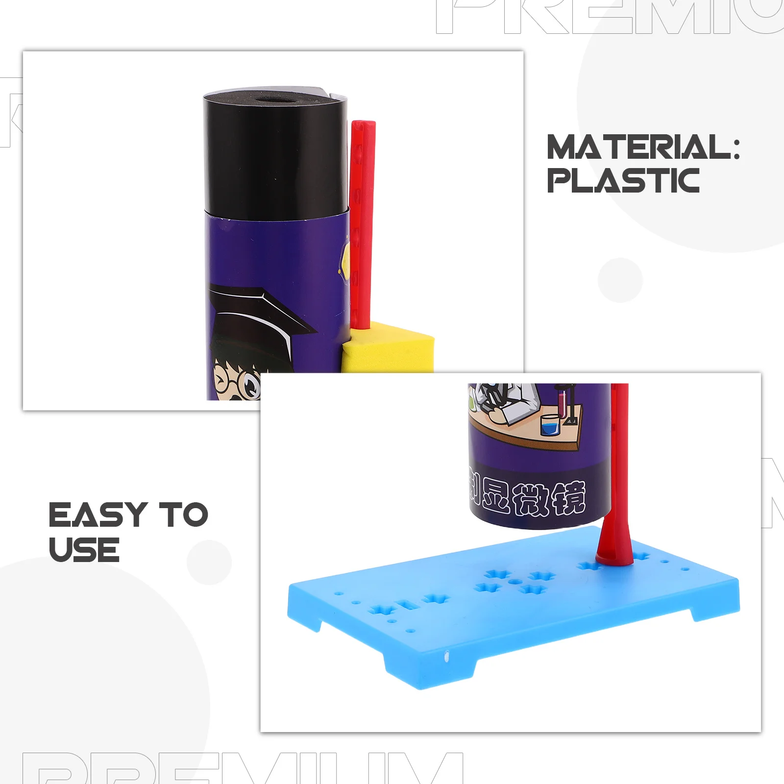 1 مجموعة لتقوم بها بنفسك مجموعة المجهر البلاستيك المحمولة المحمولة تجربة علمية الجذعية التعليمية للأطفال المبتدئين استكشاف الأحياء