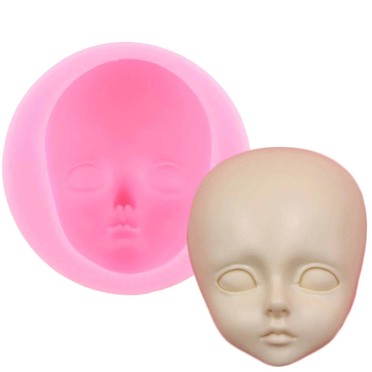 Doll Hair Silicone Mold Human Face Fondant Mold Cake Decorating Tools Cupcake Topper Polymer Clay Candy Chocolate Gumpaste Mould