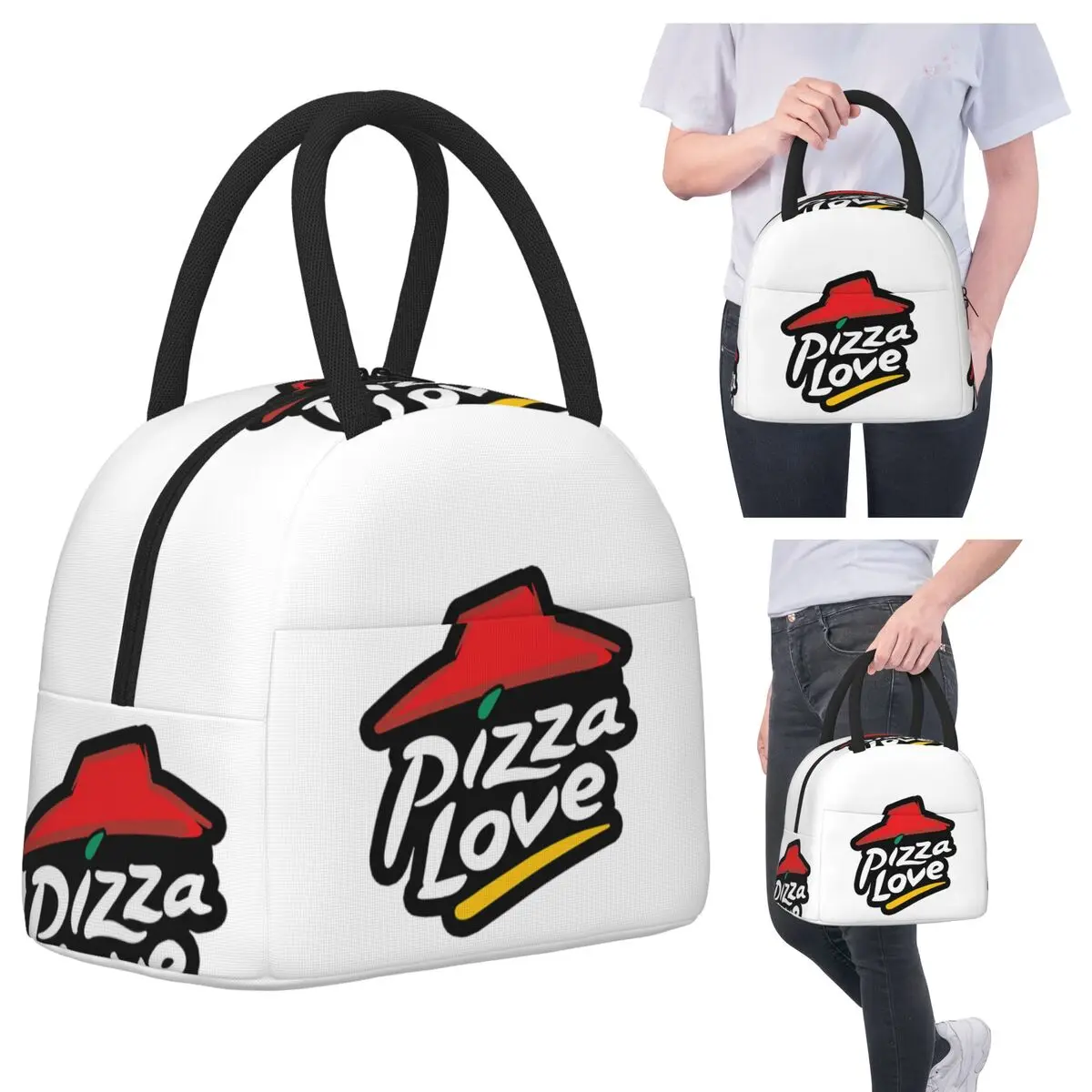 

Pizza Love Pizza Hut Funny Parody Insulated Lunch Bag for Women Office Cooler Thermal Food Box Tote Portable Lunch Boxes
