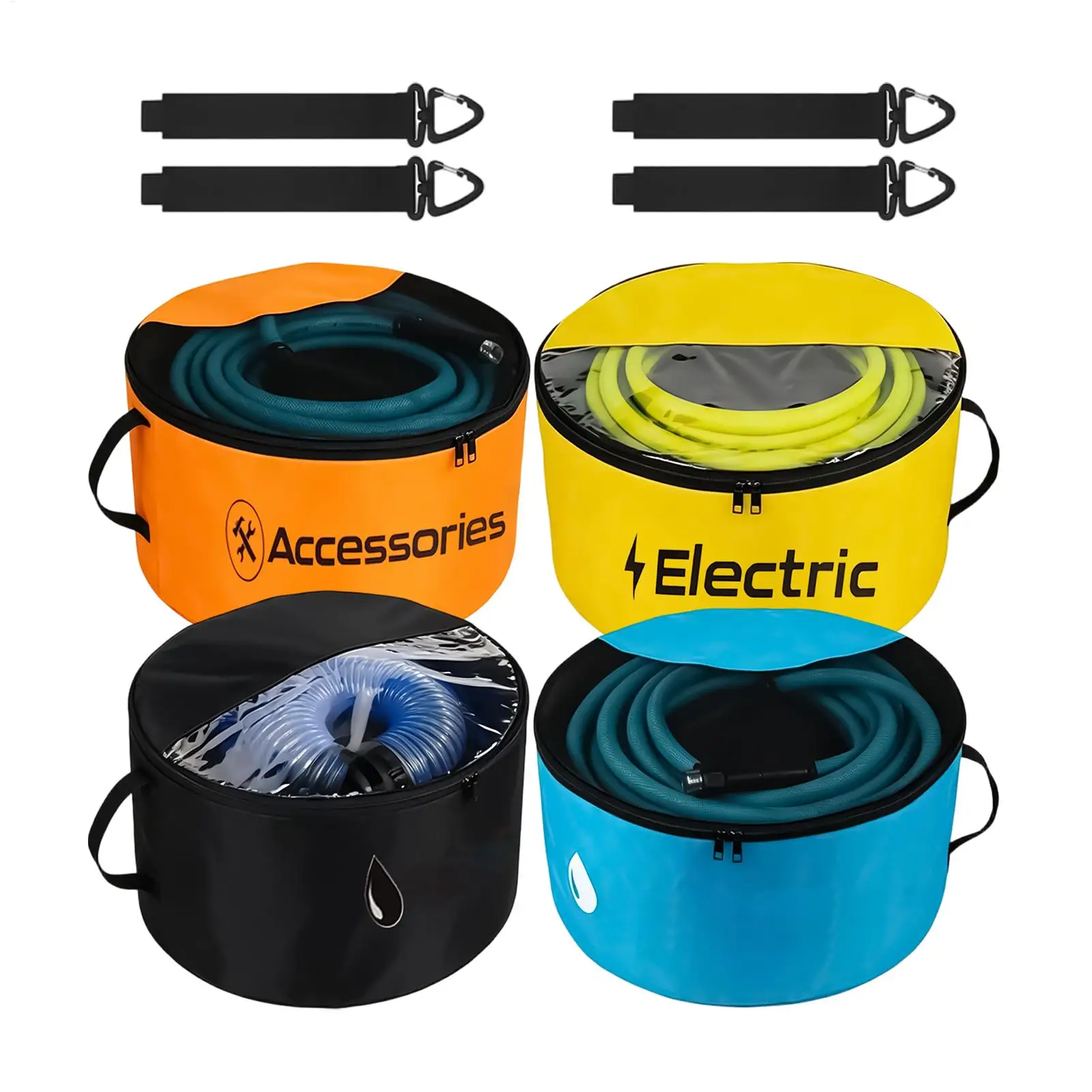 

RV Hose Storage Bag 4 Pieces Waterproof Breathable Organizer Two-Way Zipper Closures RV Hose Bag With Visible Cover For