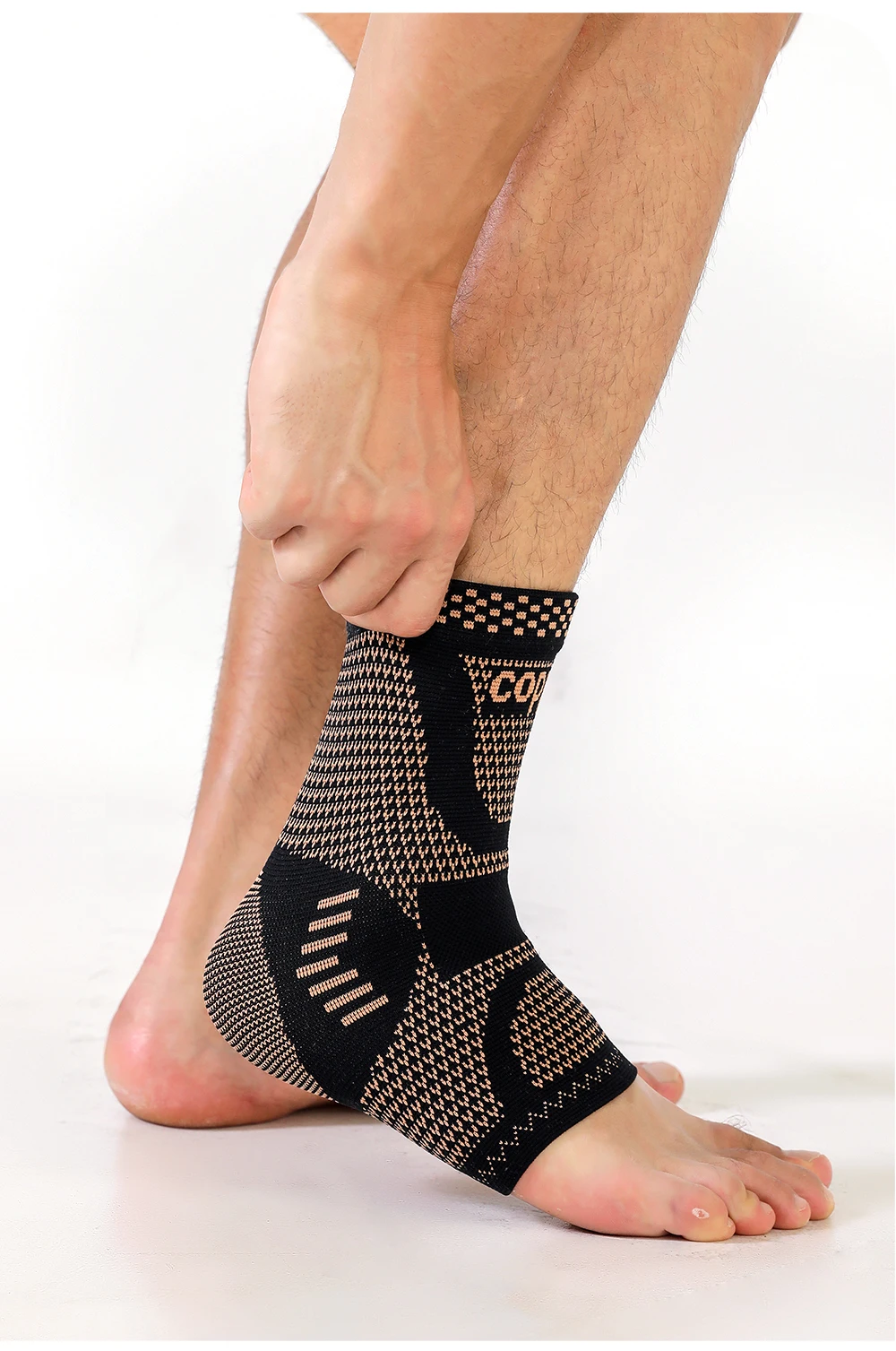 1 Stück Kupfer-Knöchelbandage, Kompressionsmanschette zur Unterstützung des Knöchels für Männer und Frauen, bei Fußschmerzen, bei der Genesung nach Verstauchungen und bei sportlichen Belastungen. – Detail 11