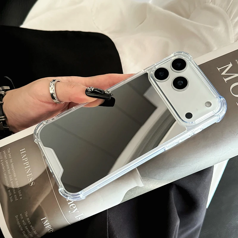 Luxuriöse Handyhülle mit Spiegel und Plating-Design für iPhone 18 17 16 15 Pro Max 14 Plus 13 12 11 X XR XS 7 8 Plus Air Stoßfeste Hülle – Detail 4