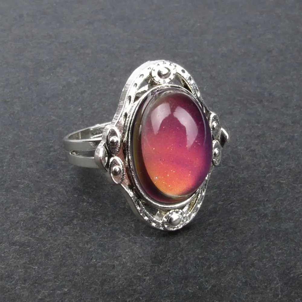 Compact Funny Emotional  Vintage Adult Chic Adjustable 1PC Temperature Ring Mood Changing Color