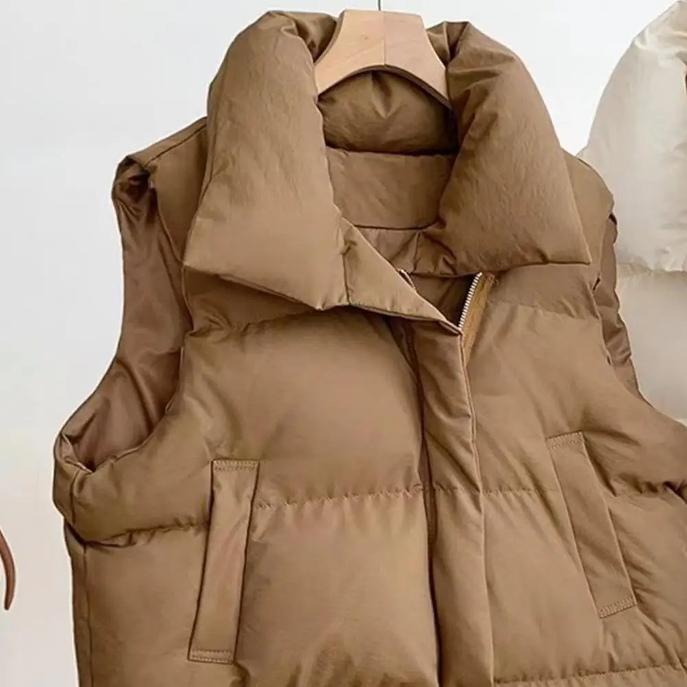 Gilet invernale da donna cappotto imbottito con chiusura a cerniera colletto rovesciato senza maniche impermeabile con ritenzione di calore piumino