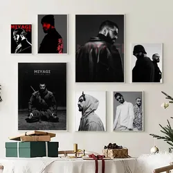 1PC Russian Rapper Miyagi Retro Print Poster Paper Waterproof HD Sticker Bedroom Entrance Home Living Room Bar Wall Decoration