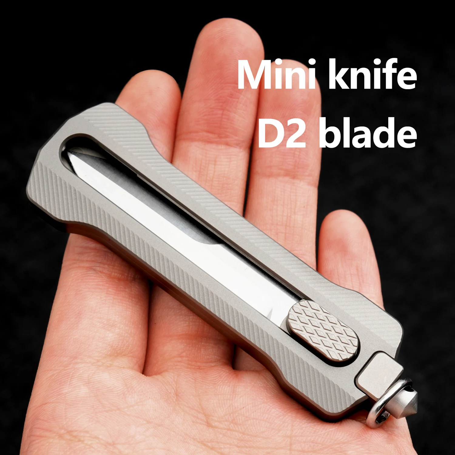 TGZUO التيتانيوم سكّين متعدّد الاستخدامات D2 الصلب شفرة صغيرة صندوق القاطع متعددة الوظائف كسر نافذة في الهواء الطلق EDC فضي مع مشبك وحقيبة #6