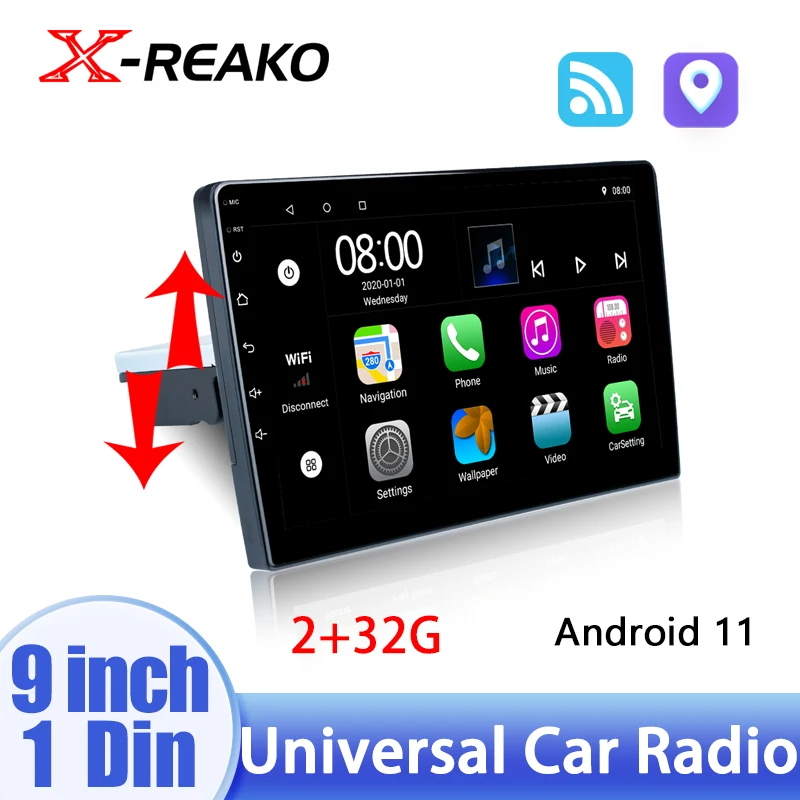 

X-REAKO 1 Din 9'' 2+32G Android 12 Car Multimedia Player GPS Navigation BT Car Audio Wifi USB MirrorLink Car Audio Radio Stereo