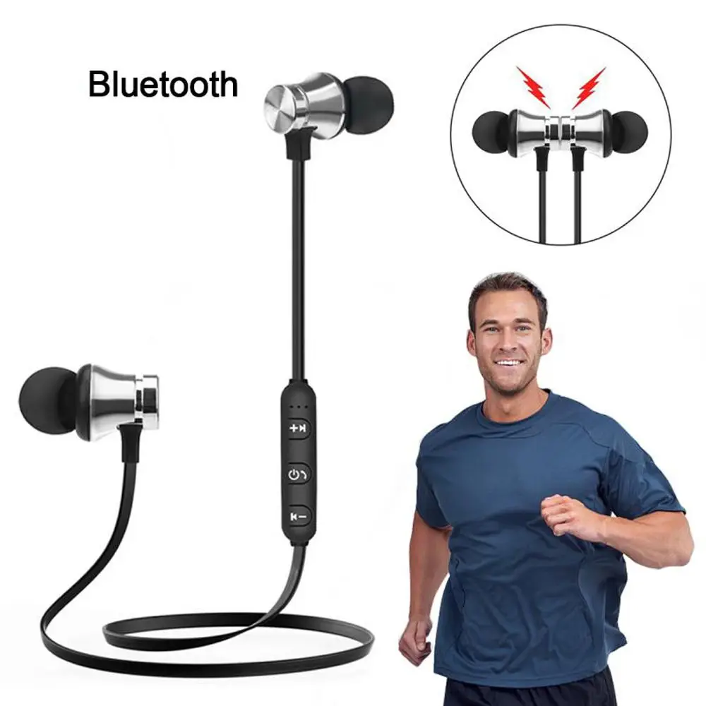 In-Ear Stereo Music Headset with Mic Handsfree Phone Neckband Hanging Neck Wireless Bluetooth Earphone Sport Earbuds Magnetic view 2