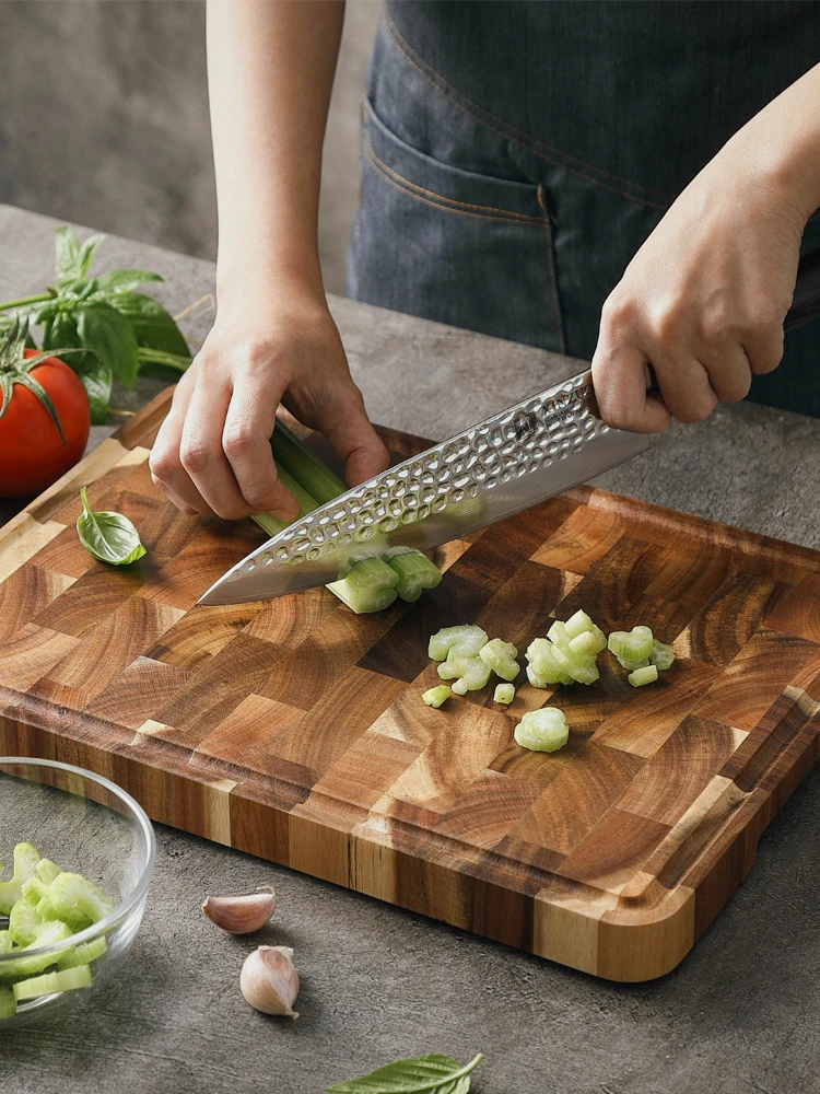 Hezhen Cutting Board High-quality Acacia Wood Splicing Cutting Board Double-sided Use Drainage Moisture-proof Kitchen Tools