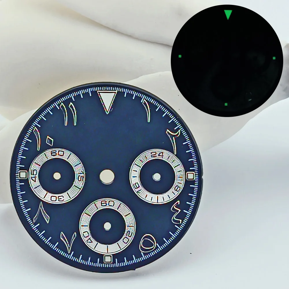 29mm Arab VK Series 63 watch dial Green luminous suitable for VK series 63 movement multi-function modified dial custom logo