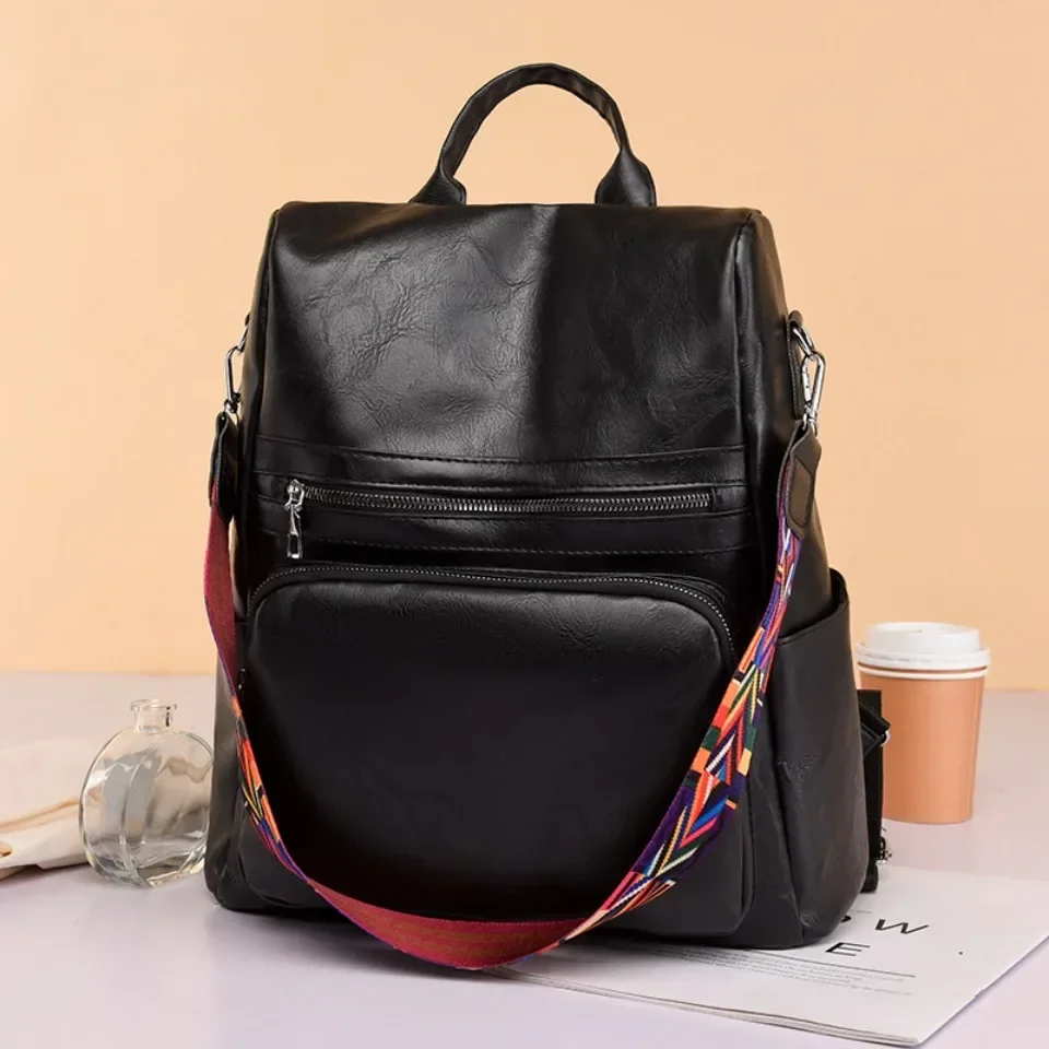 Mochila de cuero PU para mujer, mochila antirrobo, bolso escolar femenino de gran capacidad para adolescentes y niñas, mochila de viaje, bolsos de hombro