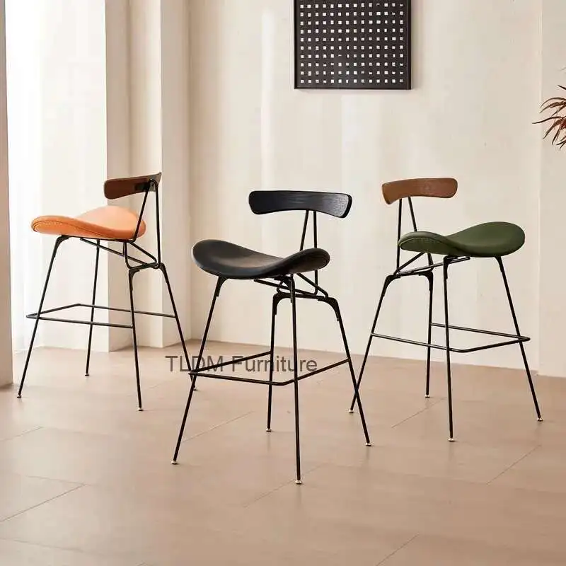 

Nordic Relaxing Bar Stools Light Luxury Minimalist Comfortable Black High Chairs Industrial Single Sillas De Bar Home Furniture