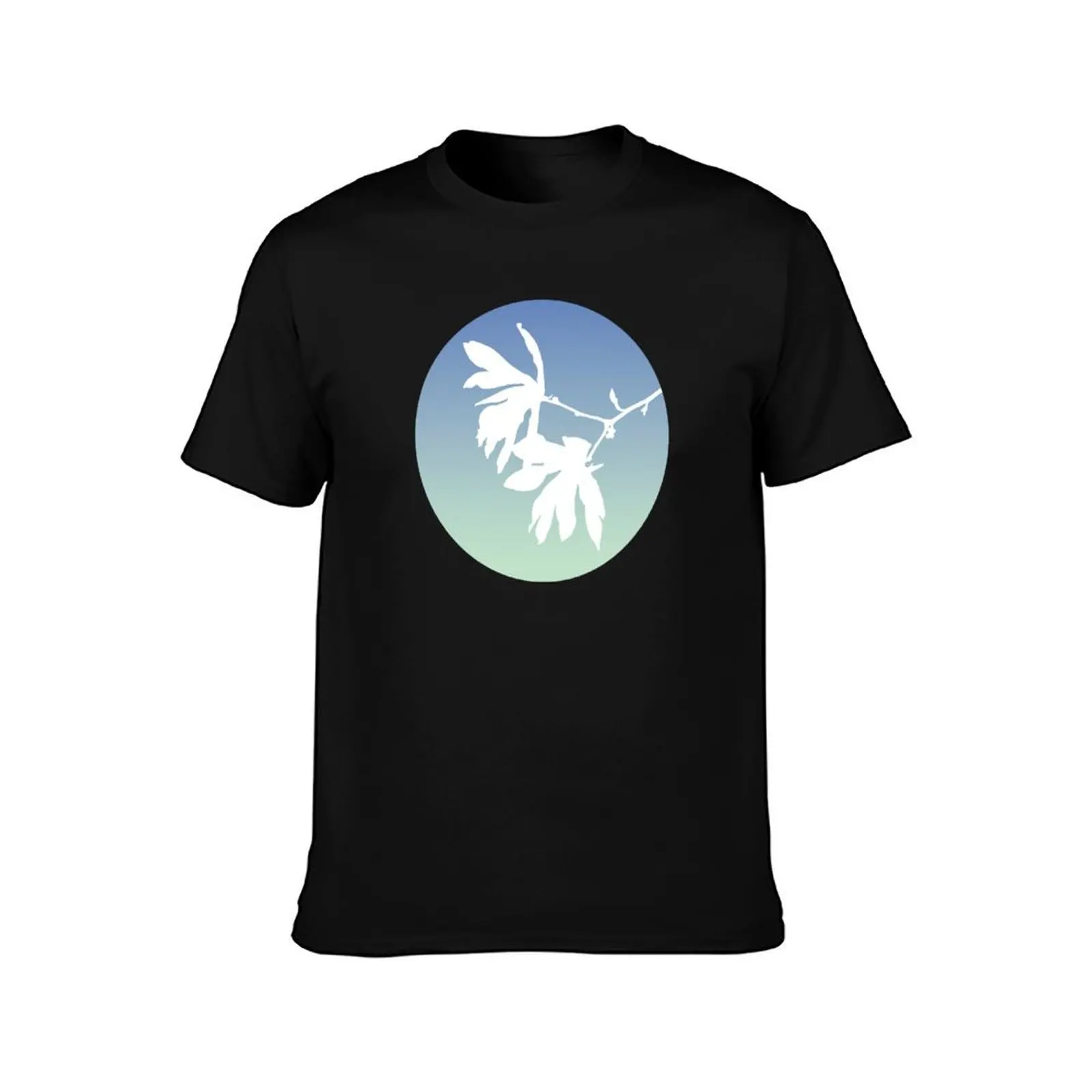 Magnolia Tree in Bloom in Bethlehem, Aqua Gradient T-Shirt Basic Lightweight Short Sleeve Tee T-Shirt