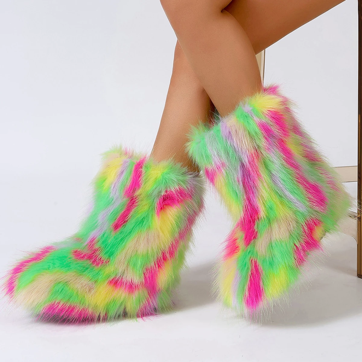 

Женские ботинки 2025 года, новая роскошная удобная модная обувь для женщин, уличные плюшевые теплые зимние ботинки, женские ботинки из искусственного лисьего меха