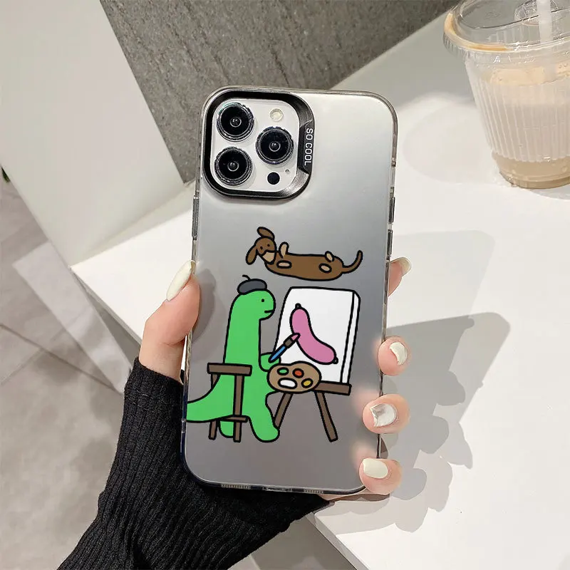 dinosaur puppy For Redmi Note 13 12 11 10 SE 11E 11T 11S 10S 10T Pro Plus 5G 4G Colorful Silver Funda Phone Case Black